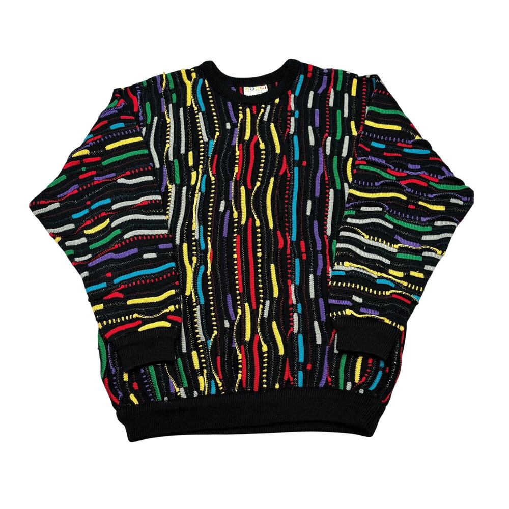 Vintage Coogi Rainbow 3D Knit Sweater Men's Large Cosby Biggie 90s Mercerized